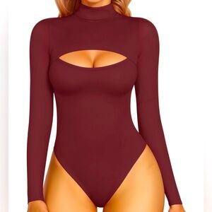 Mock Neck Cutout Bodysuit